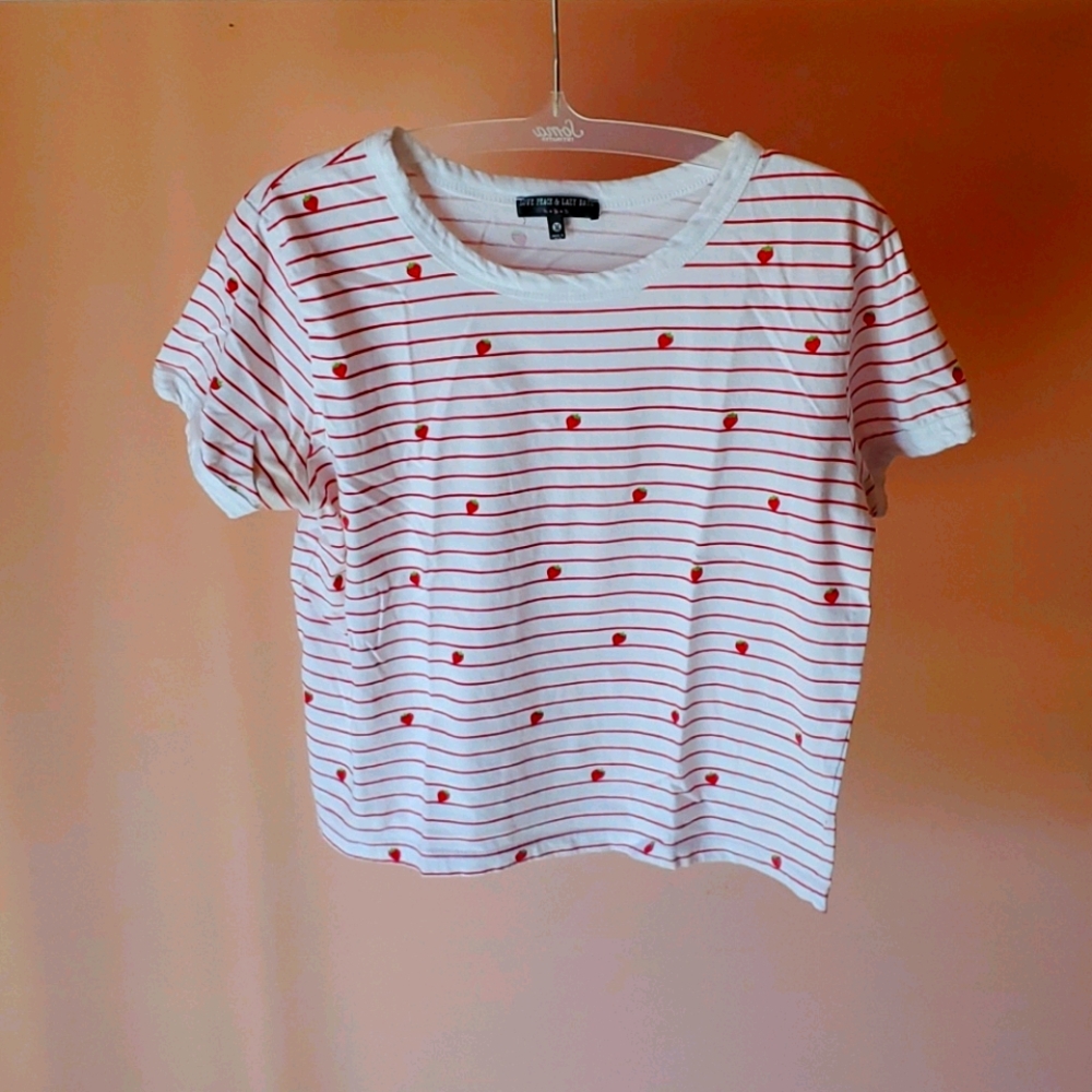 Striped strawberry crop top